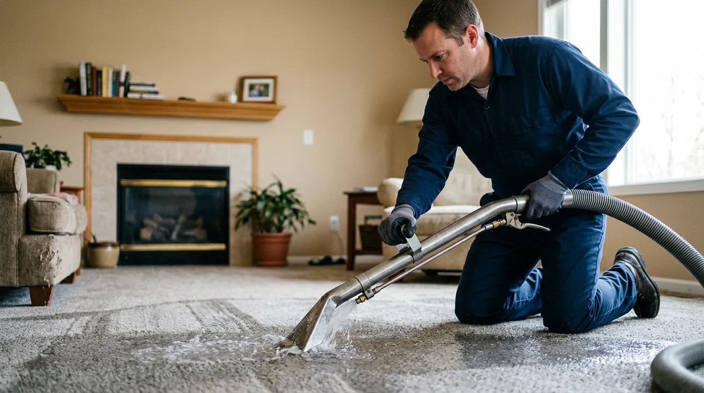 Water damage restoration technician working near Onaga, KS